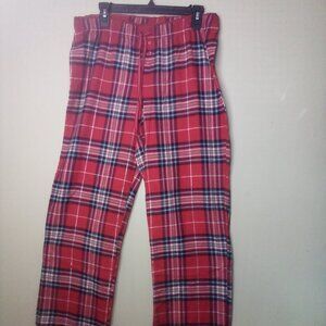 Soft Sensations Pajama Pants M 10-12 Women Elastic Drawstring Plaid Red